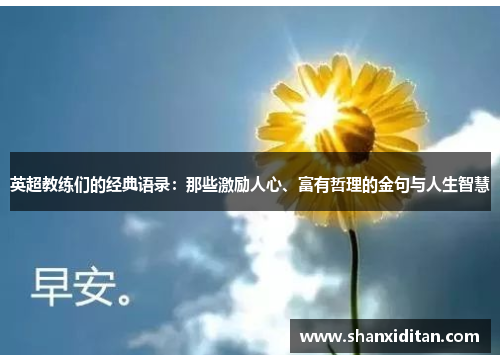 英超教练们的经典语录：那些激励人心、富有哲理的金句与人生智慧