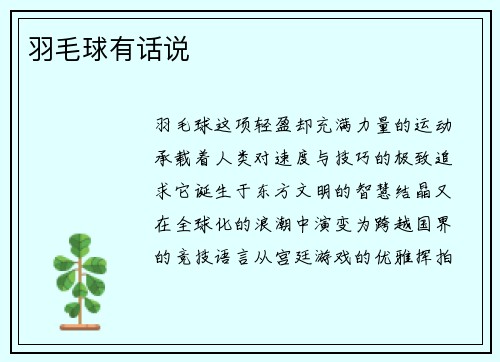 羽毛球有话说